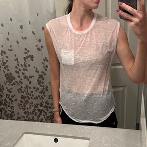 Chaser Sheer White Muscle Tee